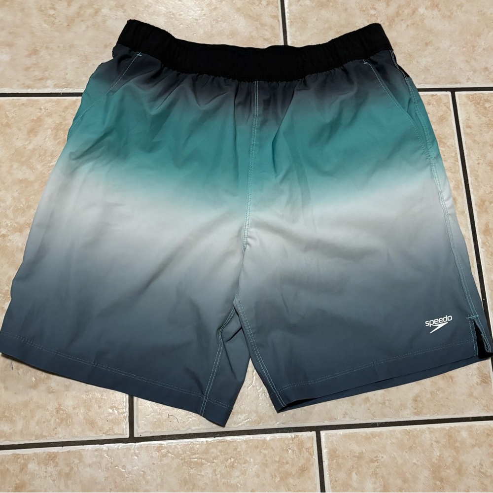 Speedo Teal and Gray Ombre Swim Shorts Size M